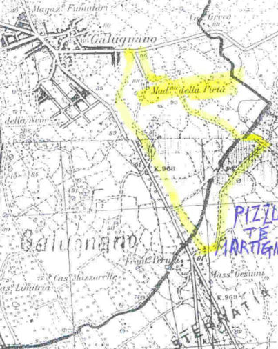 Mappa dell'itinerario verso il Pizzu te Martignanu